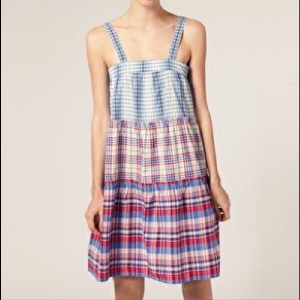A.P.C. Madras Plaid Tiered Sundress Size Medium